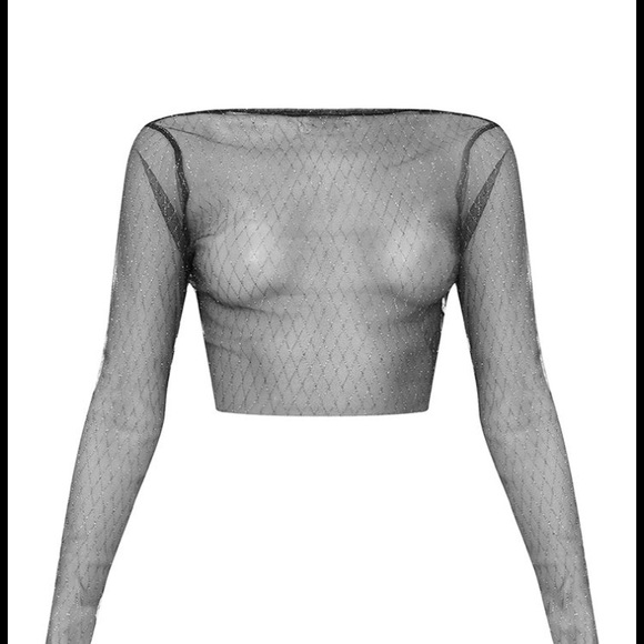 black mesh sparkle top